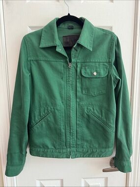 BEAMS Green Demin Workwear Jacket Zip Front Men's